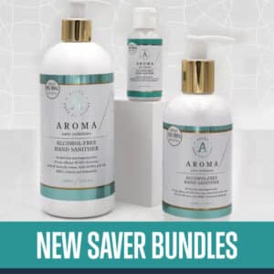 Bottles of Aroma Care Solution Alcohol Free Hand Sanitisers
